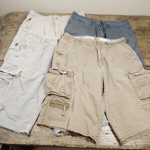 FOUR American Eagle Outfitters Plugg Levis 32 Cargo Shorts Y2K Distressed